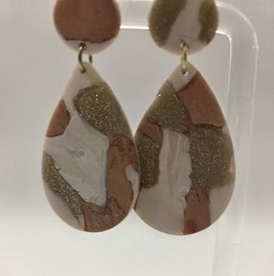 Goldtone and Brown Teardrop Earrings